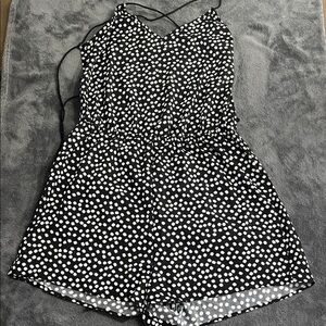 Black and White Polka Dot Spaghetti Strap Romper